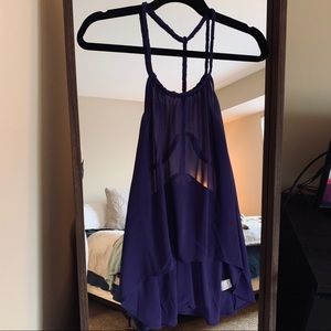 Purple Sheer Braided Ladder Back Tank Top